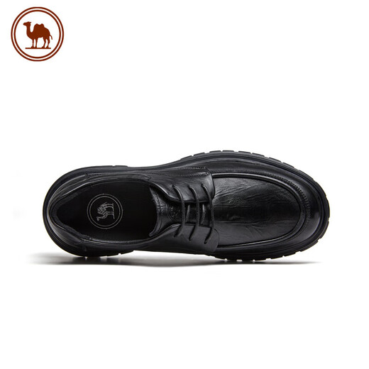 Camel business men's leather shoes soft sole casual pleated classic simple casual shoes P15A005006 black 39