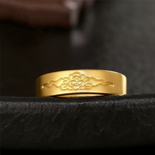 OEMG old Phoenix gold store model ancient gold color auspicious cloud model ancient light luxury ring live mouth index finger ring fashion couple pair auspicious cloud ring (open)