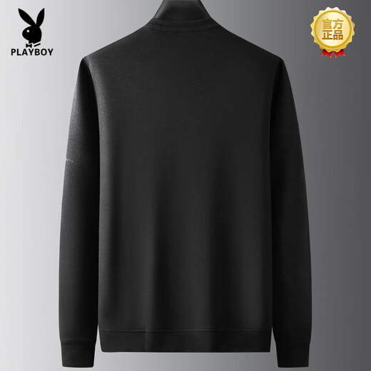 
Playboy (PLAYBOY) high-end plus-weight plus-size round neck long-sleeved T-shirt men's thin autumn trendy fat man loose casual sweatshirt fat man black 9855 XL