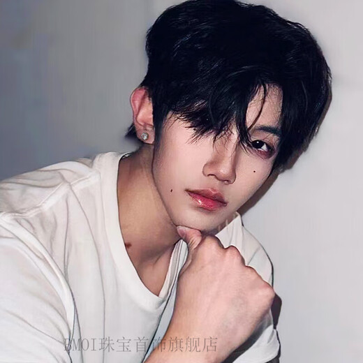 BMOI Old Phoenix 999 pure silver American style earrings trendy earrings single personality men's handsome earrings black pair