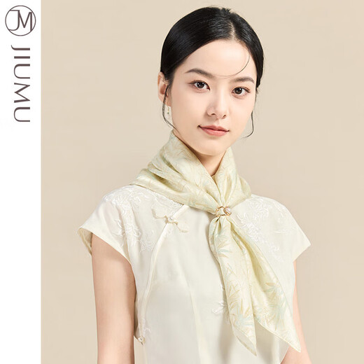 
Jiumu (JIUMU) silk scarf for women mulberry silk square scarf shawl scarf for elder mother mother birthday gift box Bamboo shadow-Ya