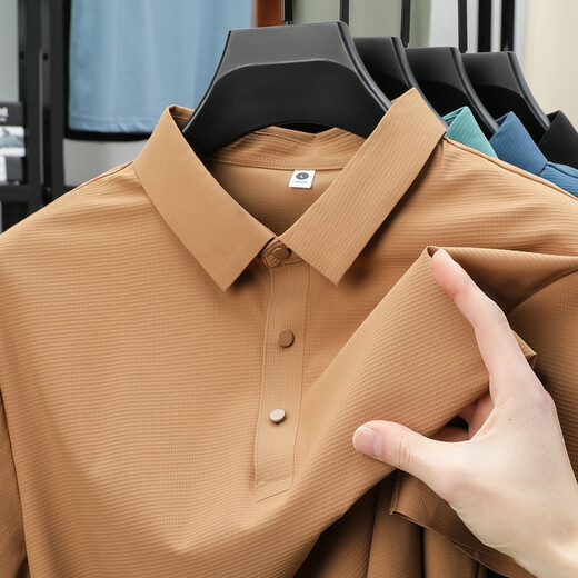 
zzang/ins light luxury high-end brand ice-sensing short-sleeved POLO shirt men's summer new casual lapel business t-shirt top 12357 black L (recommended 115-130Jin [Jin equals 0.5 kg])