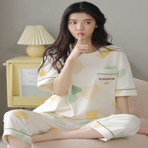 Jinrenchu-Pyjamas für Frauen im Sommer im Sommer können reine Baumwoll-Kurzärmel-Hosen mit kurzer Ärmeln getragen werden.