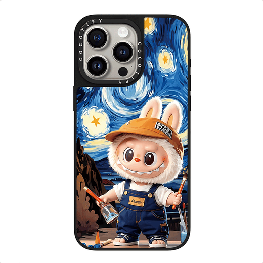Case -Joint -Name für iPhone Apple 16Promax Mobiltelefon Hülle 16/14/13 Mobiltelefongehäuse 16plus Ölmalerei Hülle [CS#15688 Ölmalerei Starry Sky Rabubu] Echtes Schwarzes Spiegel iPhone 16 Pro Max