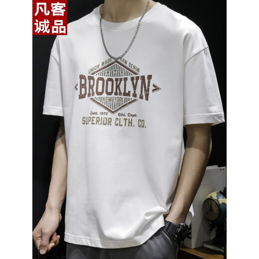 
VANCL men's short-sleeved trendy brand large-size American printed T-shirt 2025 new 9918 black 2XL suitable for 165-180Jin [Jin equals 0.5 kg]