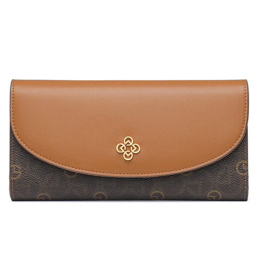 Goldlion Women's Bag Autumn New Women's Wallet Long Wallet Retro Print Clutch Coin Purse Women Brown Brown