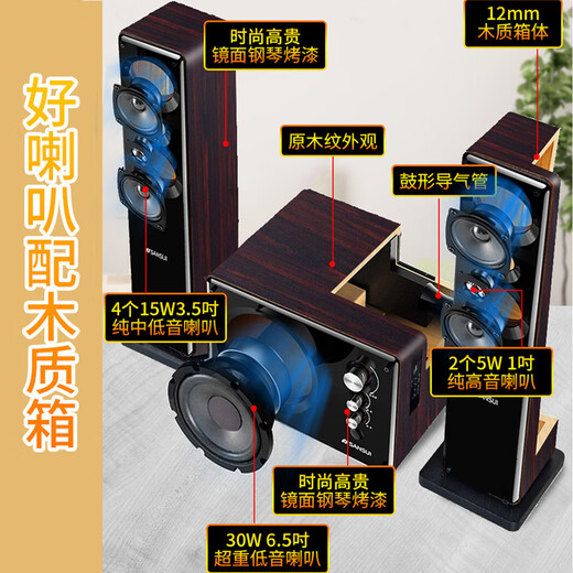 SANSUI 80B home Bluetooth audio home surround theater TV projector subwoofer karaoke set three-way living room impact singing multimedia desktop computer speaker 80B upgraded secondary machine heightened version