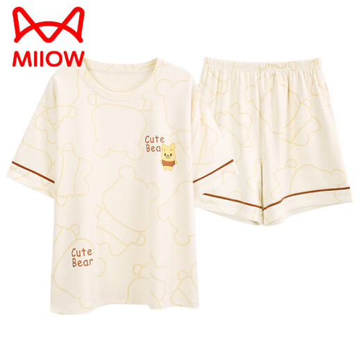 Catman (MiiOW) pajamas for women in summer pure cotton shorts for women can be worn outside 2025 new cotton home clothing set 9859 Brand 100 pure cotton M Recommended 80-100 Jin [Jin equals 0.5 kg]