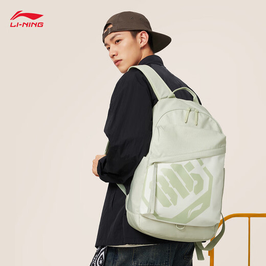 李宁（LI-NING）反伍BADFIVE丨双肩背包男女同款2025新款潮流百搭运动包ABSV413 白泽绿-乳白色-1 F
