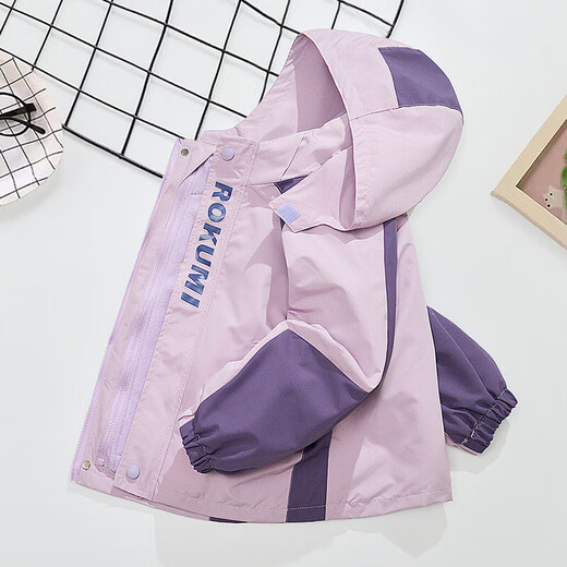 Duomi Fairy Tale Girls Spring Autumn Winter Clothes New Style Children's Detachable Windbreaker Plus Velvet Cartoon Color Matching Three-in-One Guarantee 140 Purple