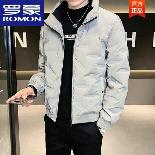 Romon (Romon) 2025 Nouvelle veste vers le bas de revers d'hiver pour hommes Version mince et propre vers le bas veste mince chemise collier Vêtements d'hiver 9901 blanc (canard blanc vers le bas) l 170