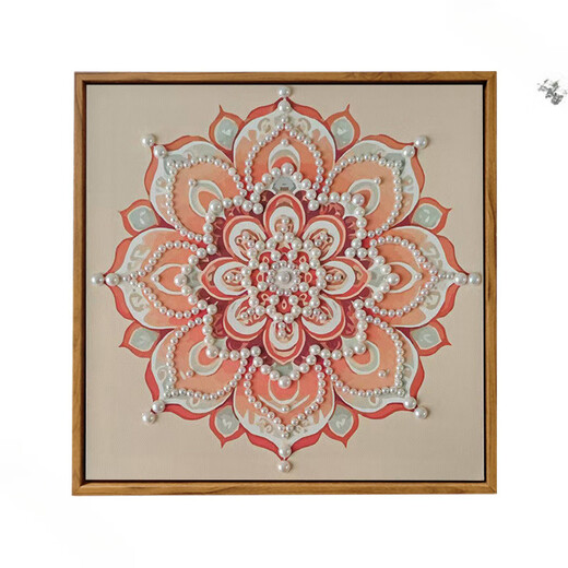 
Shantoulin Village Chinese style Songjin Pearl Painting DIY Material Pack Mother's Day Event Intangible Cultural Heritage Handmade Gift Sense Decoration Painting LL13571 [Full Color Injection Painting] Give some diamond pen 50*50cm thick solid wood inner frame + beautiful outer frame