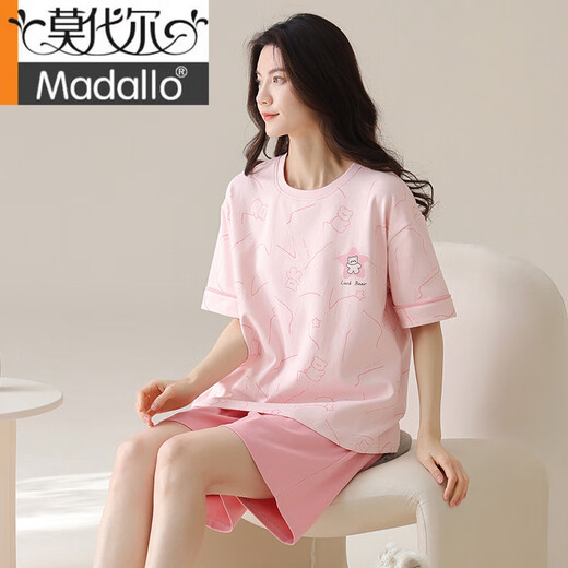 莫代尔2025睡衣女夏季短袖短裤纯棉圆领薄款甜美粉色家居服套装女可外穿 Z9859 2XL 【建议140-160斤穿】