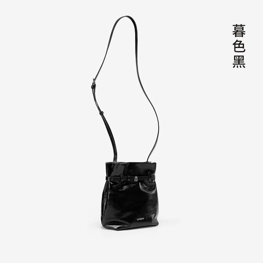 LA Festin Cowhide Bag 2025 Neues echtes Leder schwarzer Sommertasche Frauen Crossbody Tasche Nische Eimer -Tasche [Cowhide] Dämmerung Schwarz