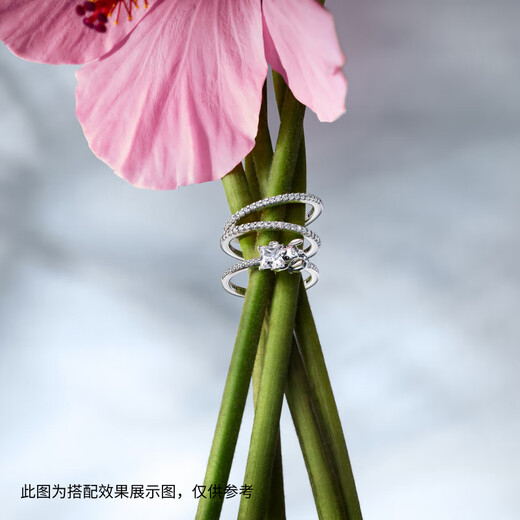 PANDORA (PANDORA) Yellow Star Same Style Everlasting Halo Ring Silver Inlaid Couple Ring Fashionable Stacked Birthday Gift for Girlfriend 1 192999C01 52MM (recommended 100-110 Jin Jin equals 0.5 kg)