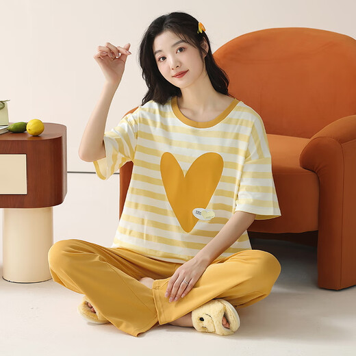 
Cat Man (MiiOW) pajamas for women in summer 2025 new pure cotton short-sleeved thin trousers cartoon cute style home clothing set Skin color love [7A antibacterial and anti-mites] L Recommended weight 100-120 Jin [Jin equals 0.5 kg]