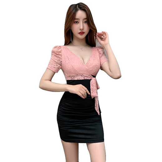 
BFXY nightclub work clothes, sexy dresses, nightclub KTV dress massage foot bath technician 3882 black M suggests 95-105Jin [Jin equals 0.5 kg]
