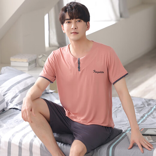 SEPTWOLVES 2025 new pajamas men's summer modal short-sleeved casual large-size suit for men's home clothes. AYX-3519 royal blue L (120-135Jin [Jin equals 0.5 kg])