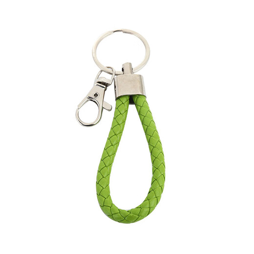 Braided leather rope keychain for men and women DIY handmade car key accessories metal ring pendant decoration white