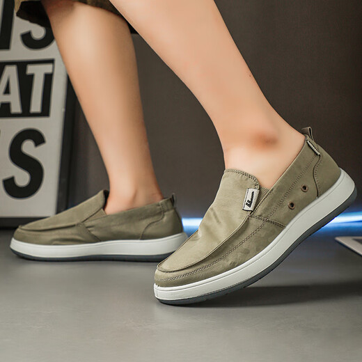 JETRAM men's shoes 2025 new summer thin soft sole lightweight non-slip breathable mesh shoes steadily casual cloth shoes YW-1473 military green 44