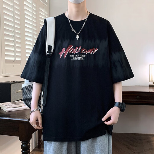 酷章（KUZHANG）青少年短袖t恤男孩12-15岁初高中学生宽松半袖13大童夏装体恤上衣 lf5012-杏色 M 75至105斤