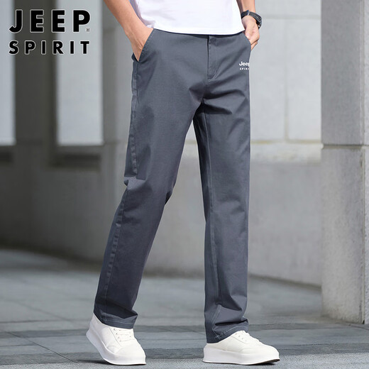 JEEP SPIRIT吉普休闲裤男宽松春夏季直筒裤子男士商务男裤 深灰色 33