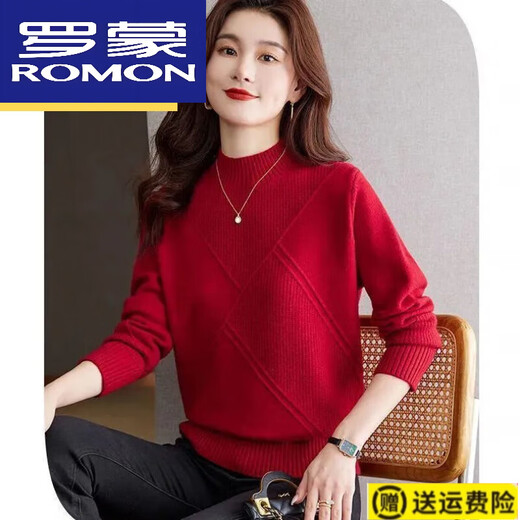 ROMON high-end half-turtle collar fashionable sweater for women autumn and winter 2024 new loose and fashionable inner knitted bottoming shirt camel XL recommended 120-130Jin Jin equals 0.5 kg