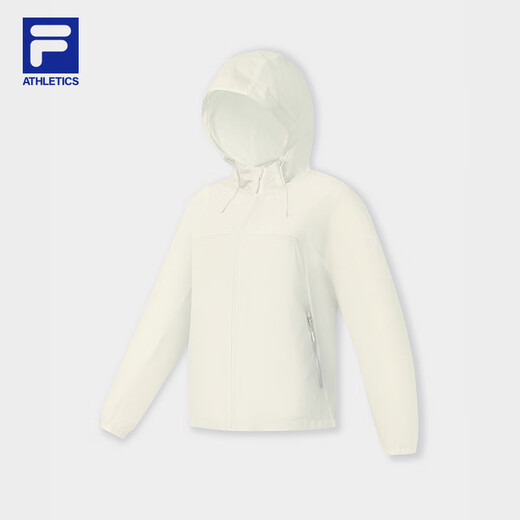 Fila Offizielle Frauenwebende Jacke für Frauen 2025 Herbst Neue Outdoor-Sport losen losen einfache Kapuze-Top-Schnee-Weiß-WT XL 175/92A/XL