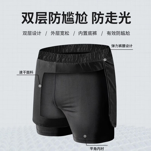 Allen Burton swimsuit men's swimming complete equipment double-layer quick-drying anti-embarrassing swimming trunks swimming cap swimming goggles 2025 new black gray swimming cap + swimming goggles + swimsuit + swimming trunks L 115-130Jin Jin equals 0.5 kg