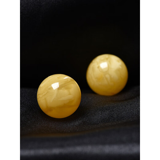 DL 1998胖东来同款天|然蜜蜡散珠琥珀子单颗圆珠单珠猴头金刚星月菩提子 13.6mm【编号1396】 附证书