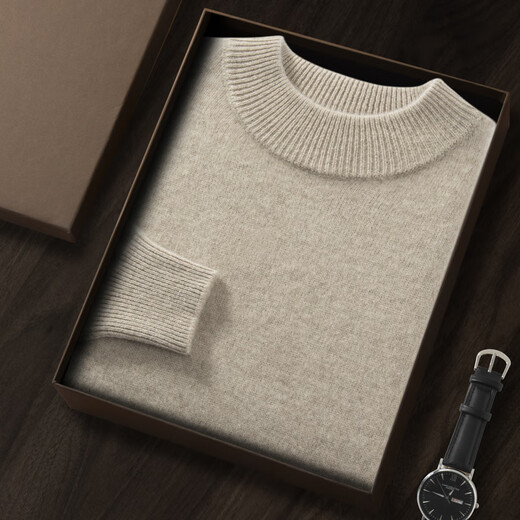 
Mongolian cashmere Ordos City cashmere sweater for men in autumn and winter men's half turtle neck double-strand thickened sweater casual knitted base shirt Navy blue L 130----150Jin [Jin equals 0.5 kg]