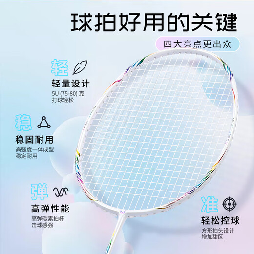 目击者/目击者YA693羽毛球拍全碳素纤维5U超轻耐打训练比赛级单拍 全碳素YA691雷射黑【穿白色线】- 拉线23磅【入门选手】