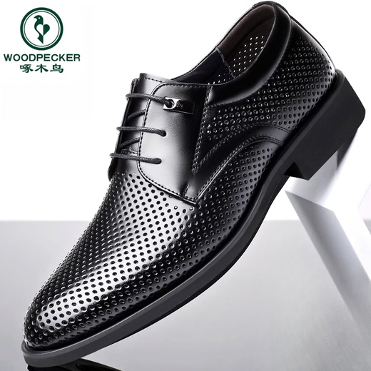 Zapatos de cuero huecos de pájaros carpinteros para hombres en verano