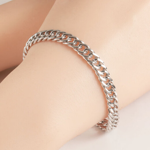 CAOXS925 silver bracelet for men and women platinum bracelet boss chain riding whip chain platinum wheel chain gift husband silver jewelry about 7 mm wide