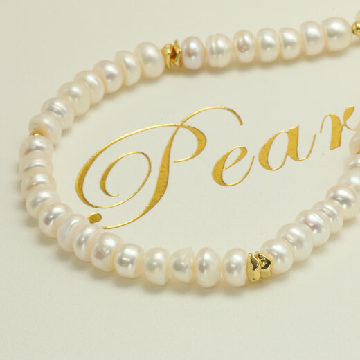 
Sugar cat Doudou freshwater pearl necklace simple collarbone with golden baroque beads summer yen neck T-shirt matching white