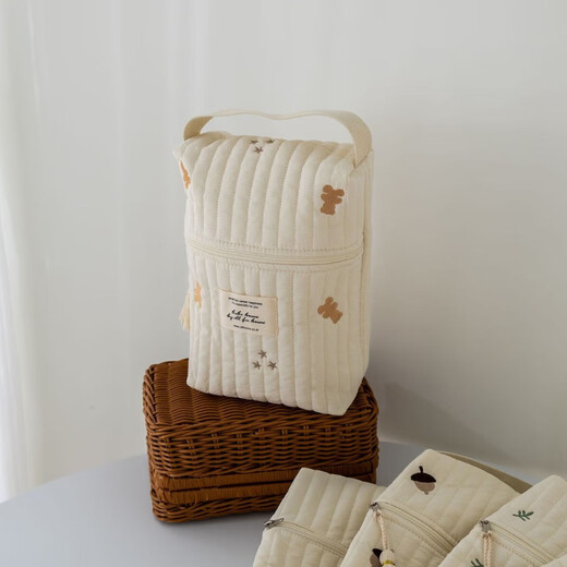 BIBK Japanese Mommy Bag Portable Diaper Bottle Storage Mother and Baby Bag Going Out Lightweight Stroller Bag Embroidered Handbag Snowflake Diaper Mother and Baby Bag