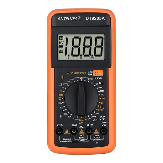 Ji Litian DT9205A Многометровый цифровой высокопроизводительный интеллектуальный интеллектуальный антифургонный многофункциональный электронный цифровой дисплей и измерение технического обслуживания счетчика Электрик Стандарт + 9 В резервный аккумулятор
