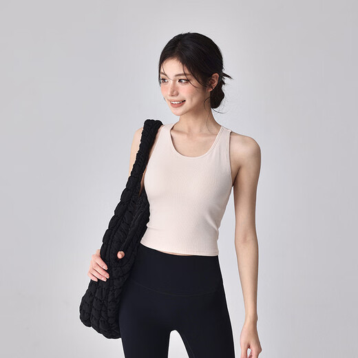 Modal Beautiful Back Yoga Wear Underwear Women's Shockproof Running Long Wearable Sports Top Halter Neck Pilates Fitness Vest Light Apricot S