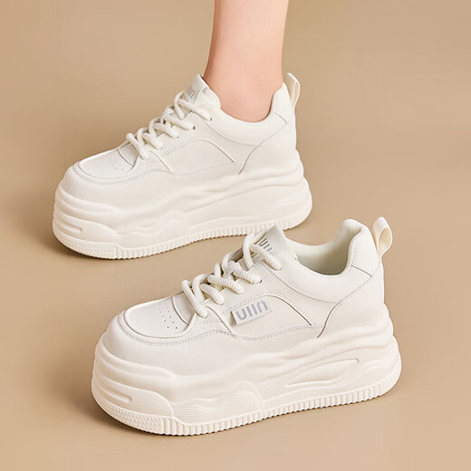 NOSSKISS luxury high-end brand shoes for women 2025 new small height-enhancing thick sole versatile sports and casual white shoes red 37