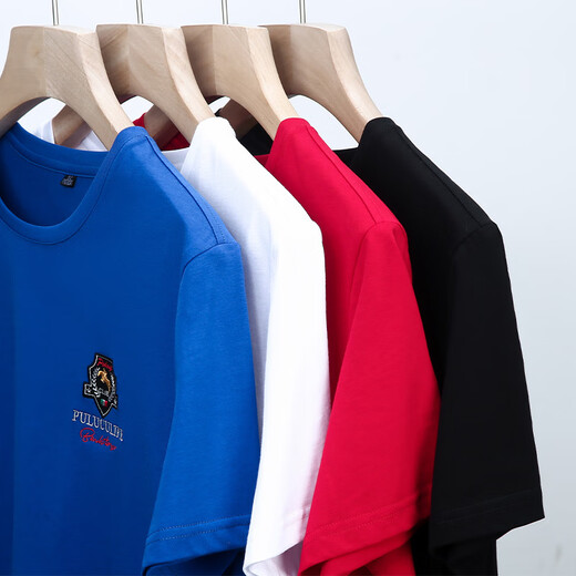 Soodu Hai kurzärmelig T-Shirt Men Sommer Klein Blue Round Neck Mercerierte Baumwolle schön Blau [PA6176#] M [100-125Jin [Jin ist gleich 0,5 kg]]