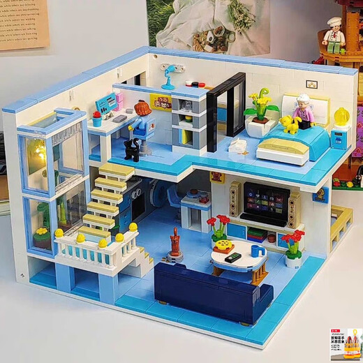 Neue Bausteine beendet das Haus DIY Villa Model Kinderrätsel Spielzeug Cottage Girl Geschenk hoch wangwang Modehaus warme Wohnung [1048 Partikel]