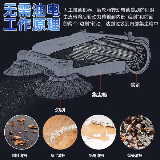 阿斯卡利扫地机工业吸尘器手推式吸拖一体清扫车工厂车间商用清洁机物业仓库小区电动家用道路地面清洁车 55L标准款【边推边扫】工程塑料+105cm