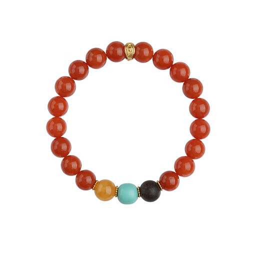 Potala Palace Sichuan Material Southern Red Beeswax Green Pine Agarwood Bracelet 925 Silver Transfer Bead Bracelet for Men and Women as a Birthday Gift for Husband