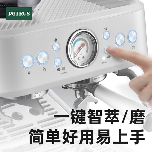 Petrus Italienische Kaffeemaschine Volltemi-automatische Haushaltsmilch-Schaummaschine Schleifmaschine kleiner Doppelpumpen Doppelgriff PE3899 STARLIGHT MEALSALZE WHITE [Eine große Überraschungsanfrage]