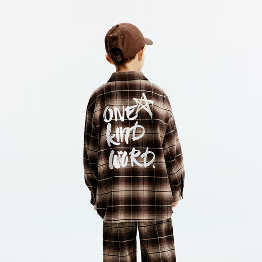 little MO&Co.童装秋装新款男女童纯棉复古格纹长袖衬衫衬衣开衫