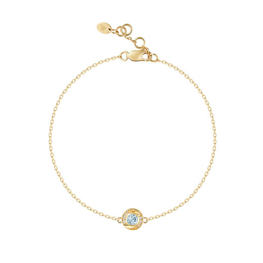 Long Zijia CIGALONG Long Zijia twelve birthstones pearl amethyst bracelet 18K gold new Chinese style jewelry March-Aquamarine