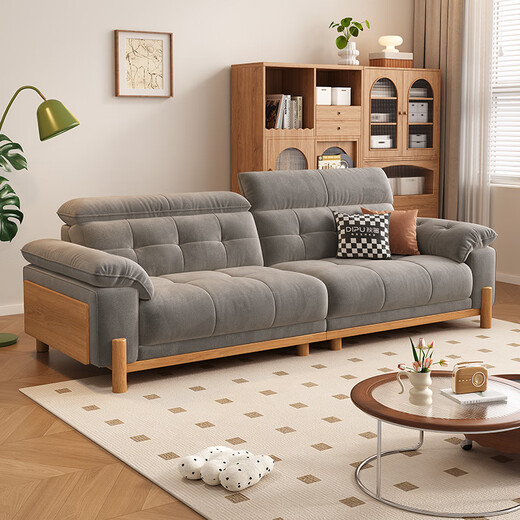 Dipu log cream style fabric sofa living room small apartment cat scratch cloth removable and washable simple modern solid wood sofa Maple Song flagship version 2.8m 5 star comfortable sitting feeling RM cat scratch cloth | 5A level 10 anti-bacterial