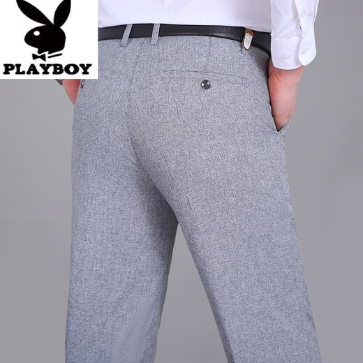Playboy (Playboy) High-End-Sommer dünne dünne doppeltpassende Leinenhosen-Casual Hosen Vatertagsgeschenk mittleren Alters und ältere Hochtätigkeit mit hoher Taille Long Long Hosen 9930 Doppelpaarte schwarze 42 3 Fuß 2 Taillenumfang