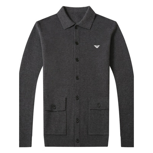 Emporio Armani cardigan men's cardigan Korean style trendy casual lapel sweater sweater thick coat black 7721 M 165 [recommended 95-120 Jin [Jin equals 0.5 kg]]