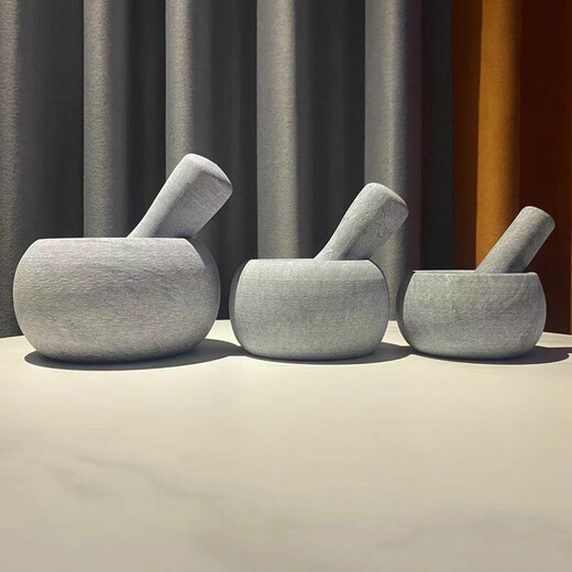 Diaohuang garlic mortar, old-fashioned stone garlic hammer, household stone mortar, garlic mortar, medicine pounder, bluestone garlic masher, garlic pounder, garlic press, small stone mortar (stone bowl + stone hammer set) ready for delivery